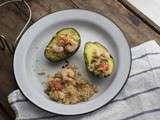 Salade de quinoa aux crevettes nordiques et avocats grillés