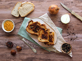 Croque-monsieur végétal poivron, figues et miel