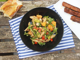 Salade de concombre, olives, feta et melon