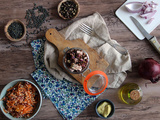 Salade de lentilles, betteraves et tofu