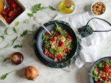 Salade taboulé, tomates séchées, pois chiches