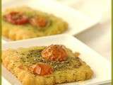 Tartelettes au parmesan, pesto et tomates