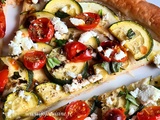 Tarte fine aux Courgettes, Tomates Cerises, Feta, Basilic