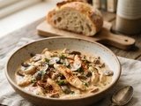 Émincé de poulet aux champignons et paprika doux