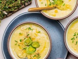 Velouté de poireaux et pommes de terre au thym
