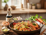 Wok de gambas au gingembre