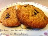 Cookies Cranberries, Chocolat Blanc & Noix de Macadamia