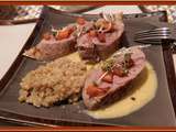 Filet mignon poêlé, risotto de quinoa au vin blanc