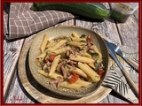 Courgettes aux lardons et penne