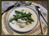 Fricassée de poulet aux asperges vertes et champignons