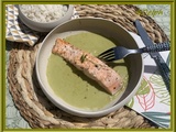 Pavé de saumon à la crème de cosses de petits pois