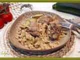 Riz aux courgettes, tomates et boulettes de viandes