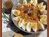 Salade de carottes râpées, pâtes plomb et oignons
