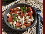 Salade de pastèque, tomate, concombre