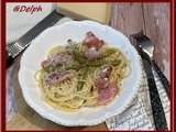 Spaghetti aux asperges et chips de bacon