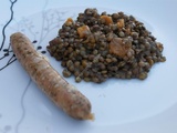 Saucisses chipolatas aux lentilles au thermomix de Vorwerk