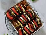 Aubergines farcies aux tomates et halloumi