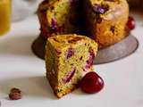 Cake aux pistaches et aux cerises sans gluten