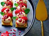 Feuilleté au praliné et coulis de framboises pour la St Valentin