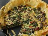 One pan tart , quiche pâte filo aux légumes réalisée dans une seule poêle