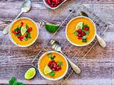 Soupe carottes, patate douce , lait de coco