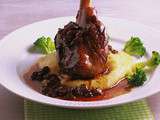 Souris d'agneau confite aux raisins secs , polenta crémeuse