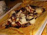 Crêpe duo de chocolats, poires et brisures de bergamote