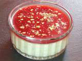 Riz au lait pistache, chantilly et coulis de framboises