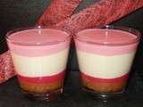 Verrine mousse vanille, framboise et ganache chocolat blanc