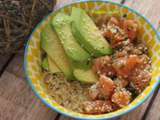 Poke bowl saumon mariné, avocat et riz complet– ig bas – Au thermomix ou sans