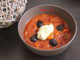 Compotée de tomates et aubergines, crème à la ricotta et au basilic au thermomix ou sans