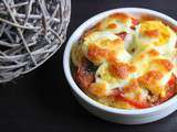 Gratin d’œufs durs à la tomate et mozzarella