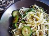 Spaghetti au boeuf caramélisé et aux courgettes