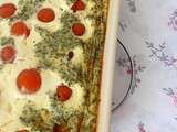 Clafoutis salé (tomates cerises, brebis, herbes)