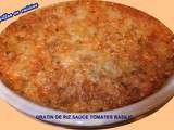 Gratin de riz sauce tomates basilic