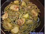 Poêlée d'haricots verts, pommes de terre, oignons