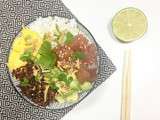 Poke bowl avocat, mangue et thon