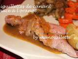 Aiguillettes de canard, sauce à l'orange