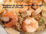 Boulgour de kamut comme un risotto poivron et crevette