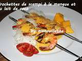 Brochettes de scampi à la mangue et au lait de coco