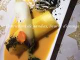 Cannelloni de gambas, beurre d'orange