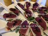 Carpaccio de magret fumé, pastèque et basilic thaï