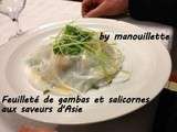 Feuilleté de gambas et salicornes aux saveurs d'Asie