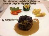 Filet de biche, tombée de pleurotes et sirop de Liège