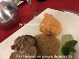 Filet mignon en panure de noisette, guimauve de roquette