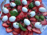 Fraise-mozzarella, basilic et menthe