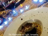 Ile flottante au café, brownie et sauce praliné