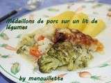 Médaillons de porc sur un lit de légumes