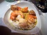 Saint-Jacques, scampi, orange et curry