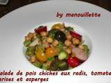 Salade de pois chiches aux radis, tomates cerises et asperges